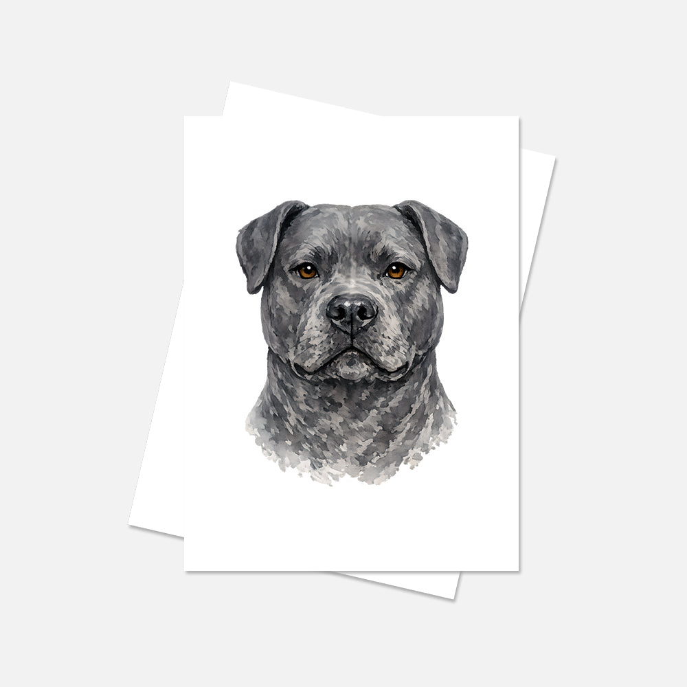 Pitbull Watercolor Print Dog Notecard | 4x6 Blank Inside | Cute Pet Lover Stationery
