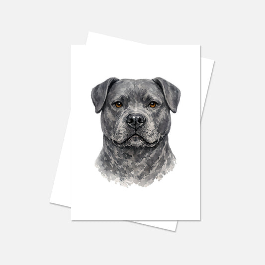 Pitbull Watercolor Print Dog Notecard | 4x6 Blank Inside | Cute Pet Lover Stationery