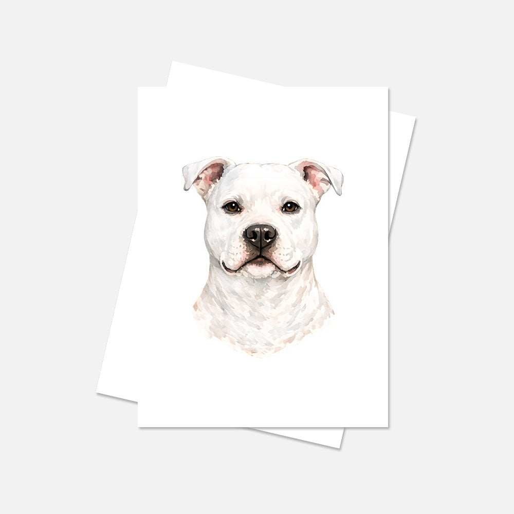 Pitbull Watercolor Print Dog Notecard | 4x6 Blank Inside | Cute Pet Lover Stationery