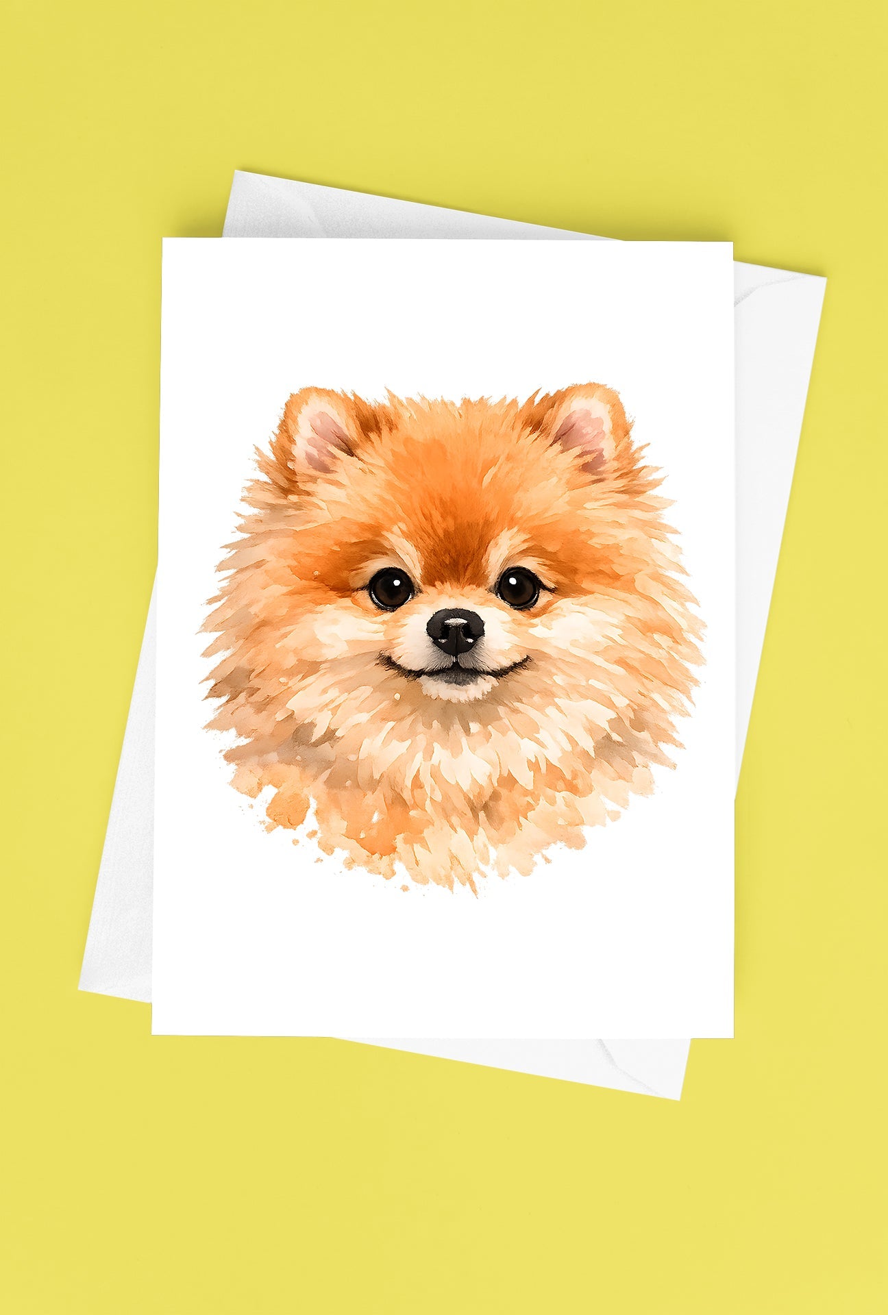 Pomeranian Watercolor Print Dog Notecard | 4x6 Blank Inside | Cute Pet Lover Stationery