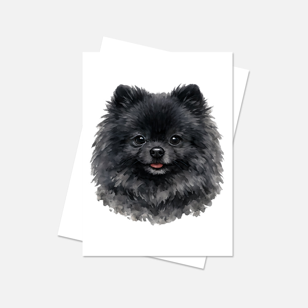 Pomeranian Watercolor Print Dog Notecard | 4x6 Blank Inside | Cute Pet Lover Stationery