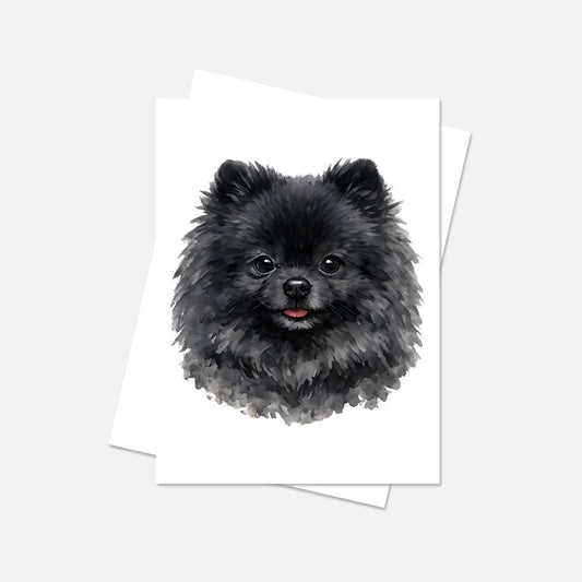 Pomeranian Watercolor Print Dog Notecard | 4x6 Blank Inside | Cute Pet Lover Stationery