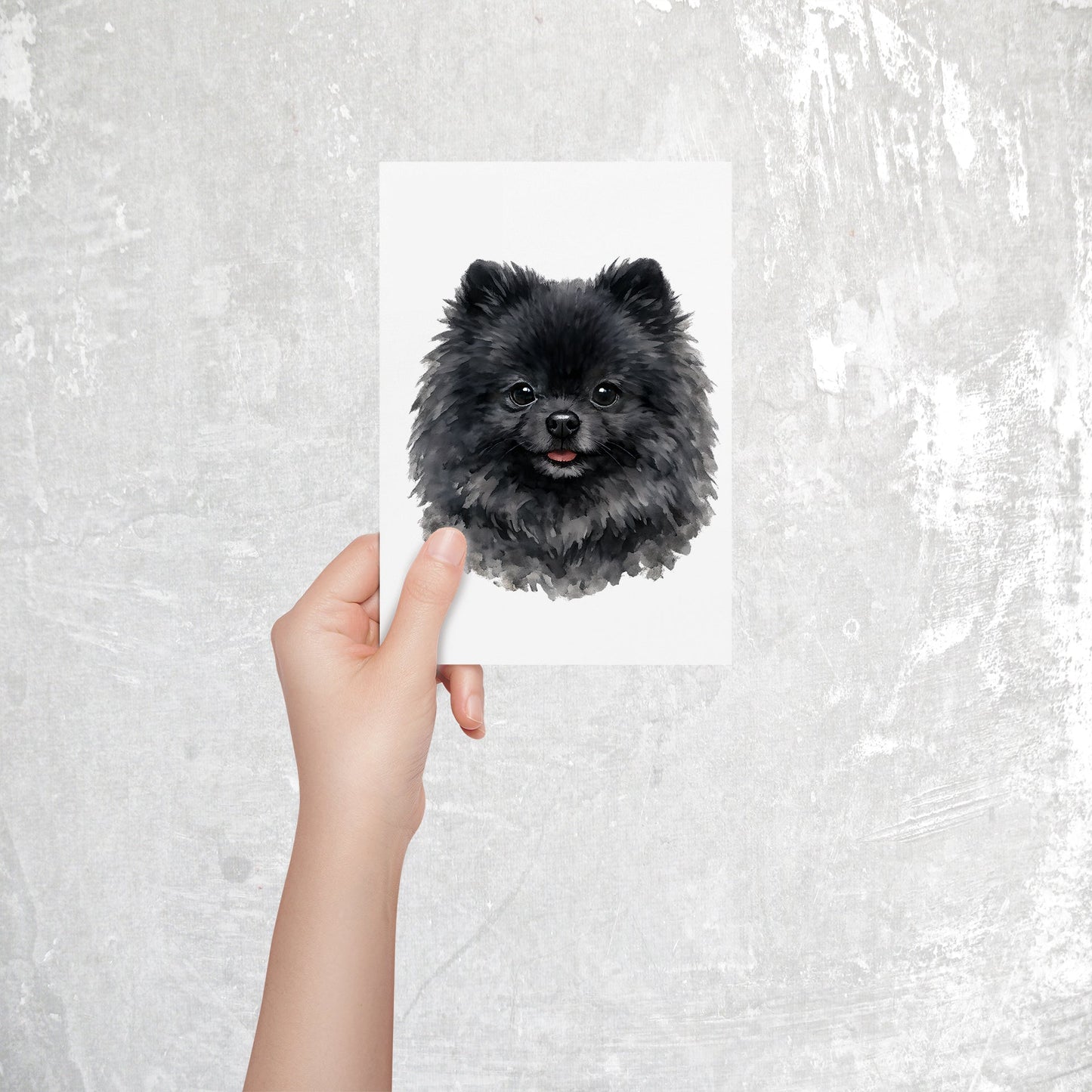 Pomeranian Watercolor Print Dog Notecard | 4x6 Blank Inside | Cute Pet Lover Stationery