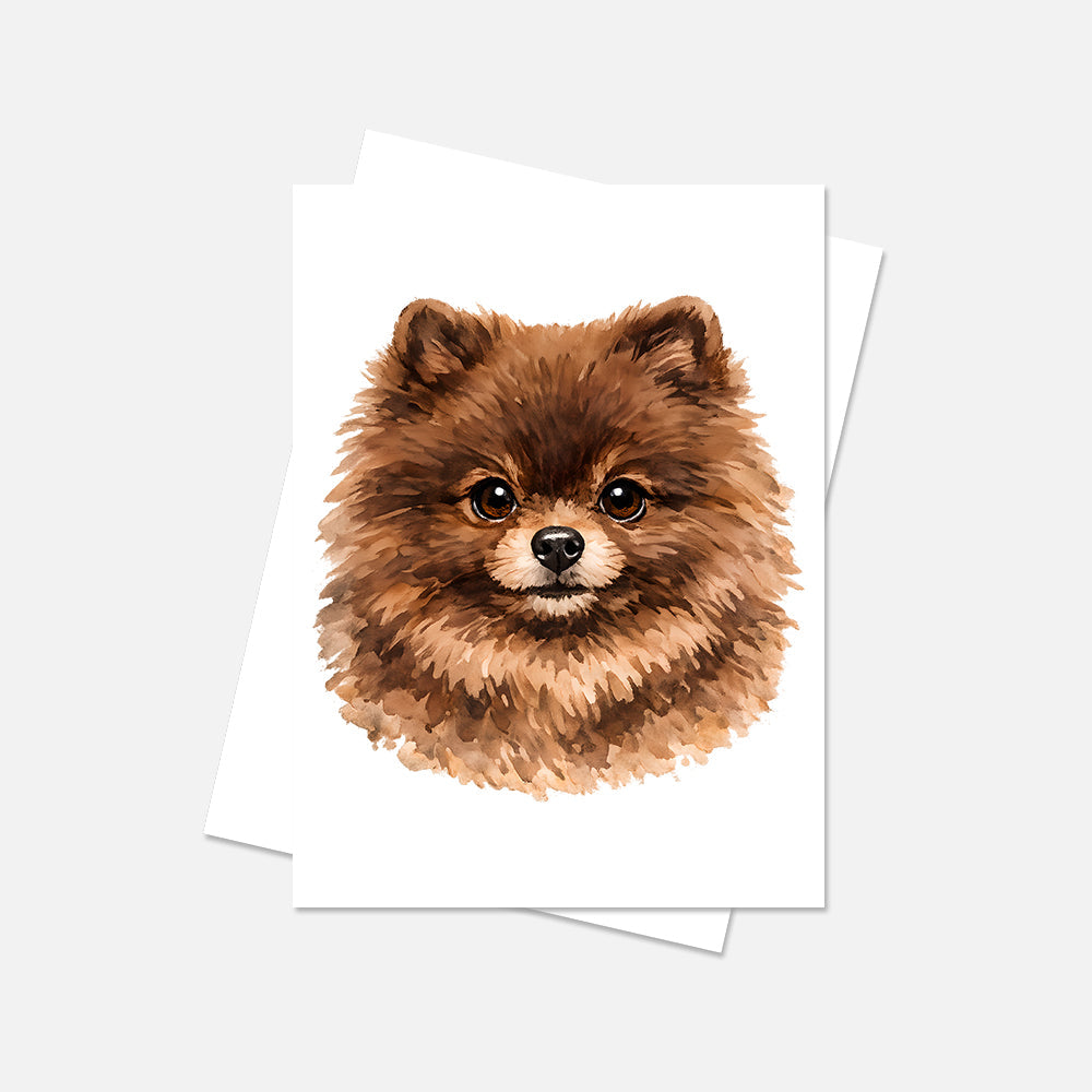 Pomeranian Watercolor Print Dog Notecard | 4x6 Blank Inside | Cute Pet Lover Stationery