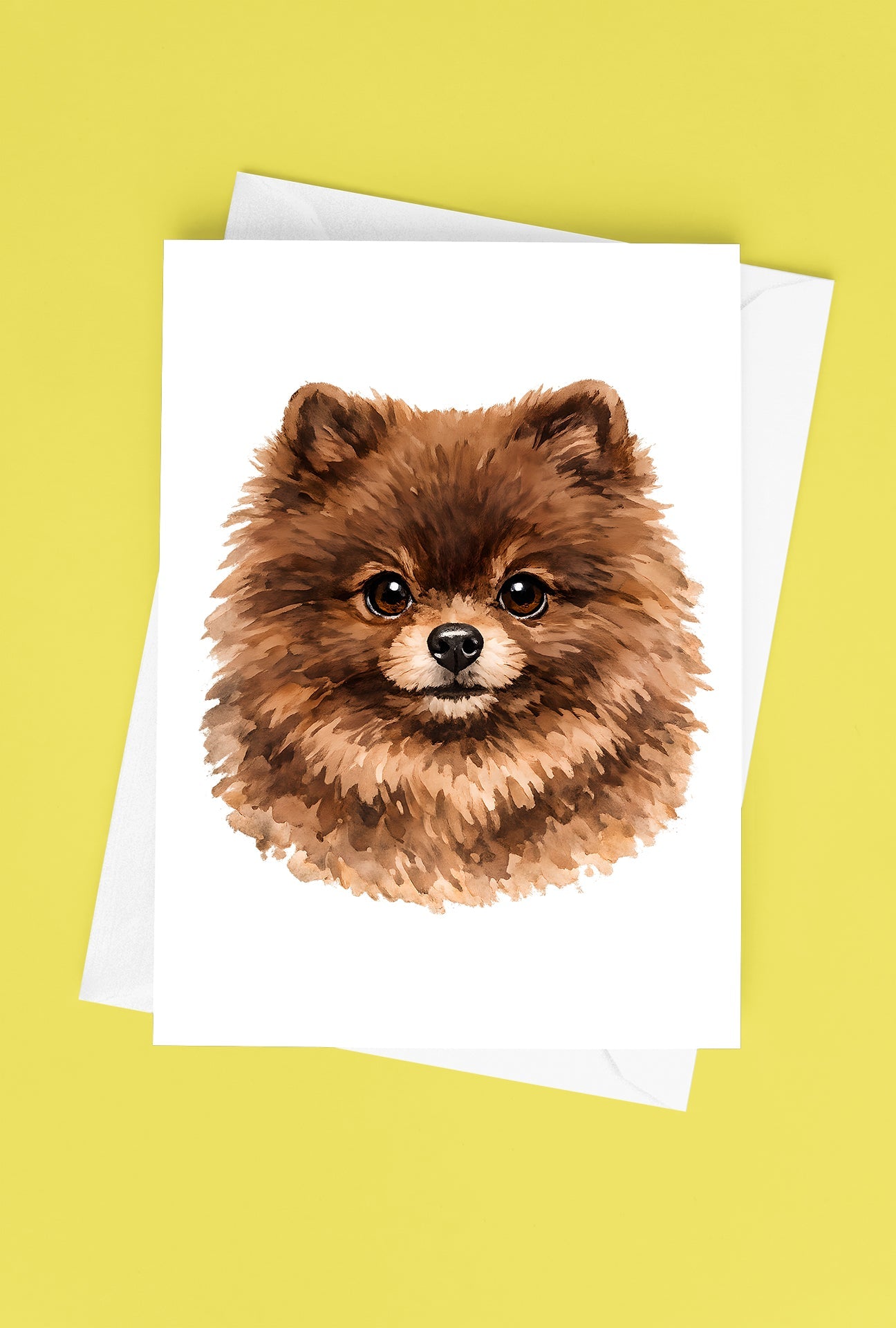 Pomeranian Watercolor Print Dog Notecard | 4x6 Blank Inside | Cute Pet Lover Stationery