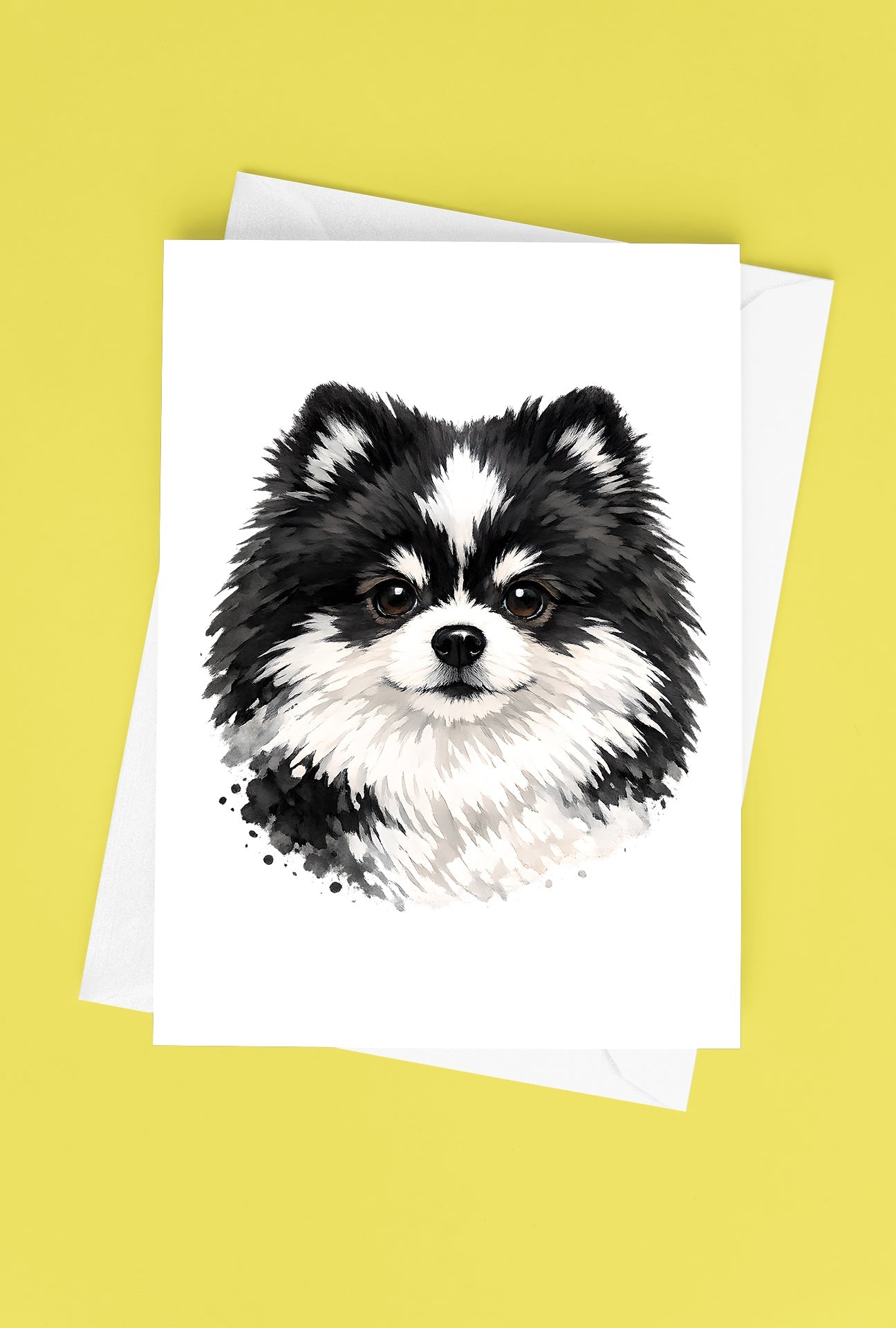 Pomeranian Watercolor Print Dog Notecard | 4x6 Blank Inside | Cute Pet Lover Stationery