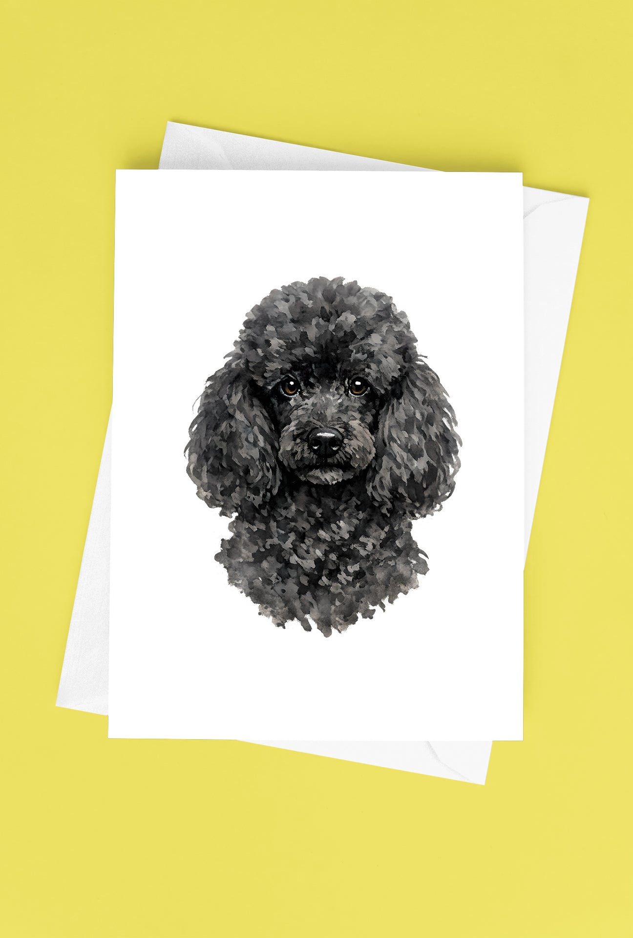 Poodle Watercolor Print Dog Notecard | 4x6 Blank Inside | Cute Pet Lover Stationery