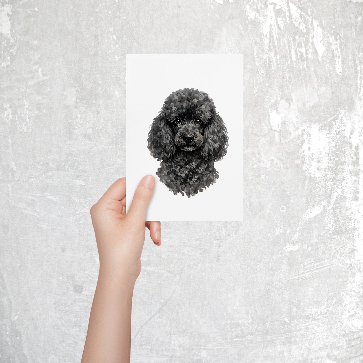 Poodle Watercolor Print Dog Notecard | 4x6 Blank Inside | Cute Pet Lover Stationery