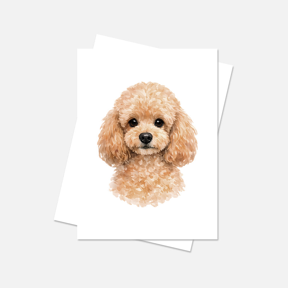 Poodle Watercolor Print Dog Notecard | 4x6 Blank Inside | Cute Pet Lover Stationery