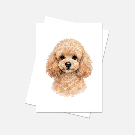 Poodle Watercolor Print Dog Notecard | 4x6 Blank Inside | Cute Pet Lover Stationery