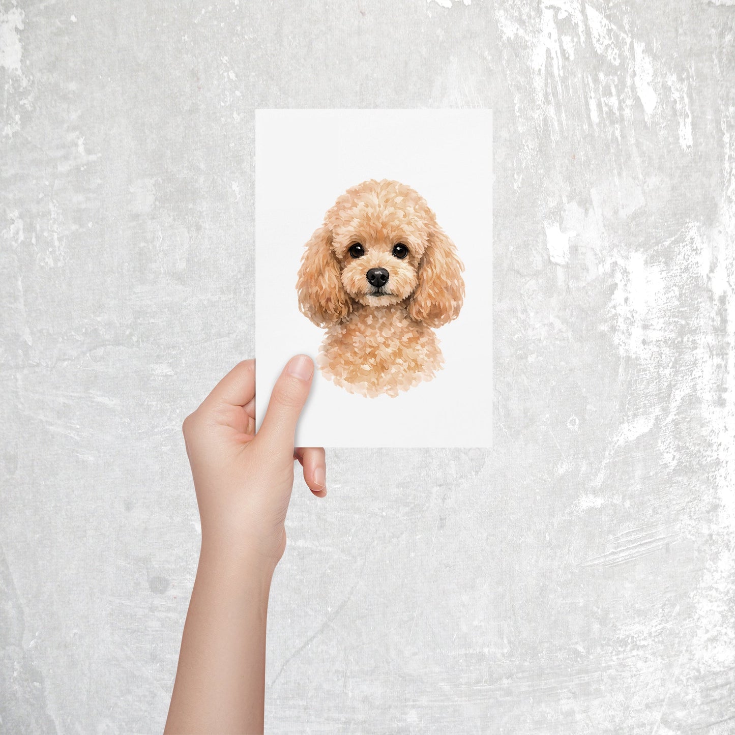 Poodle Watercolor Print Dog Notecard | 4x6 Blank Inside | Cute Pet Lover Stationery