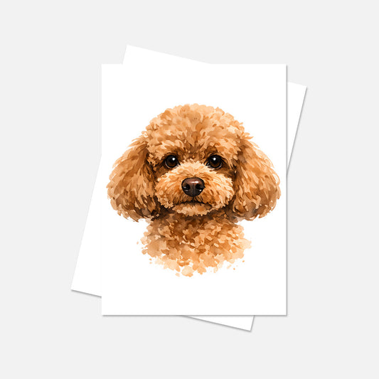 Poodle Watercolor Print Dog Notecard | 4x6 Blank Inside | Cute Pet Lover Stationery