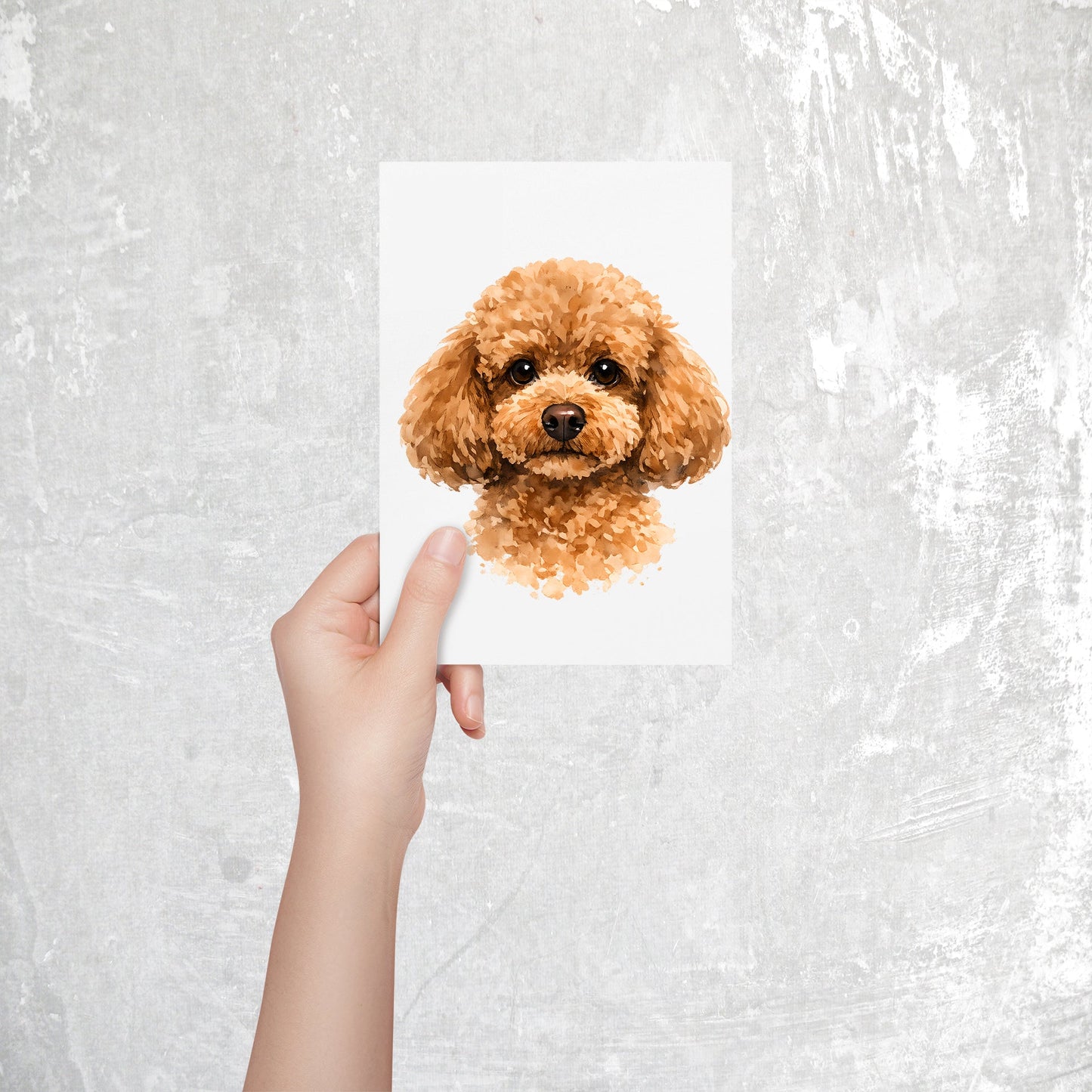 Poodle Watercolor Print Dog Notecard | 4x6 Blank Inside | Cute Pet Lover Stationery