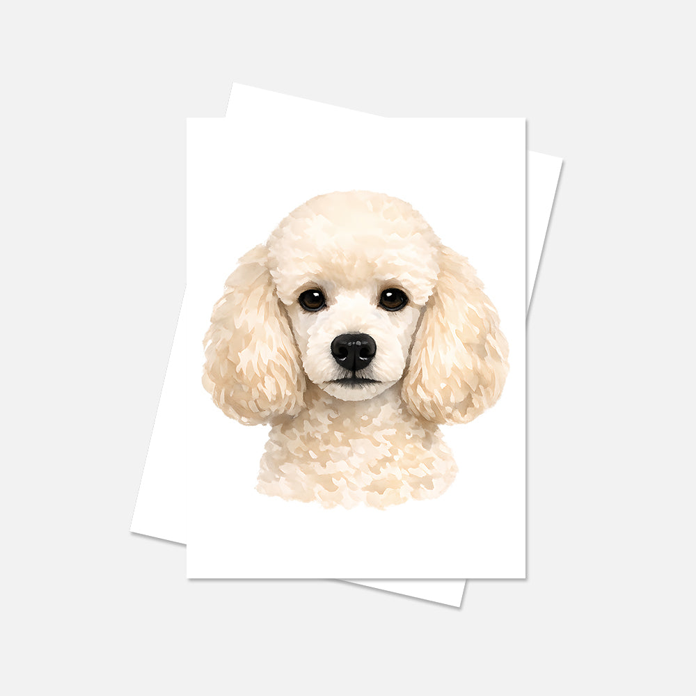 Poodle Watercolor Print Dog Notecard | 4x6 Blank Inside | Cute Pet Lover Stationery