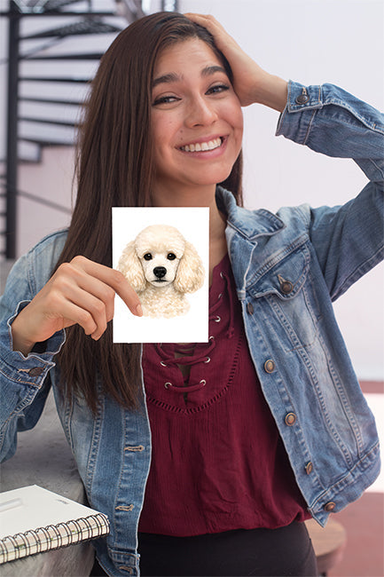 Poodle Watercolor Print Dog Notecard | 4x6 Blank Inside | Cute Pet Lover Stationery