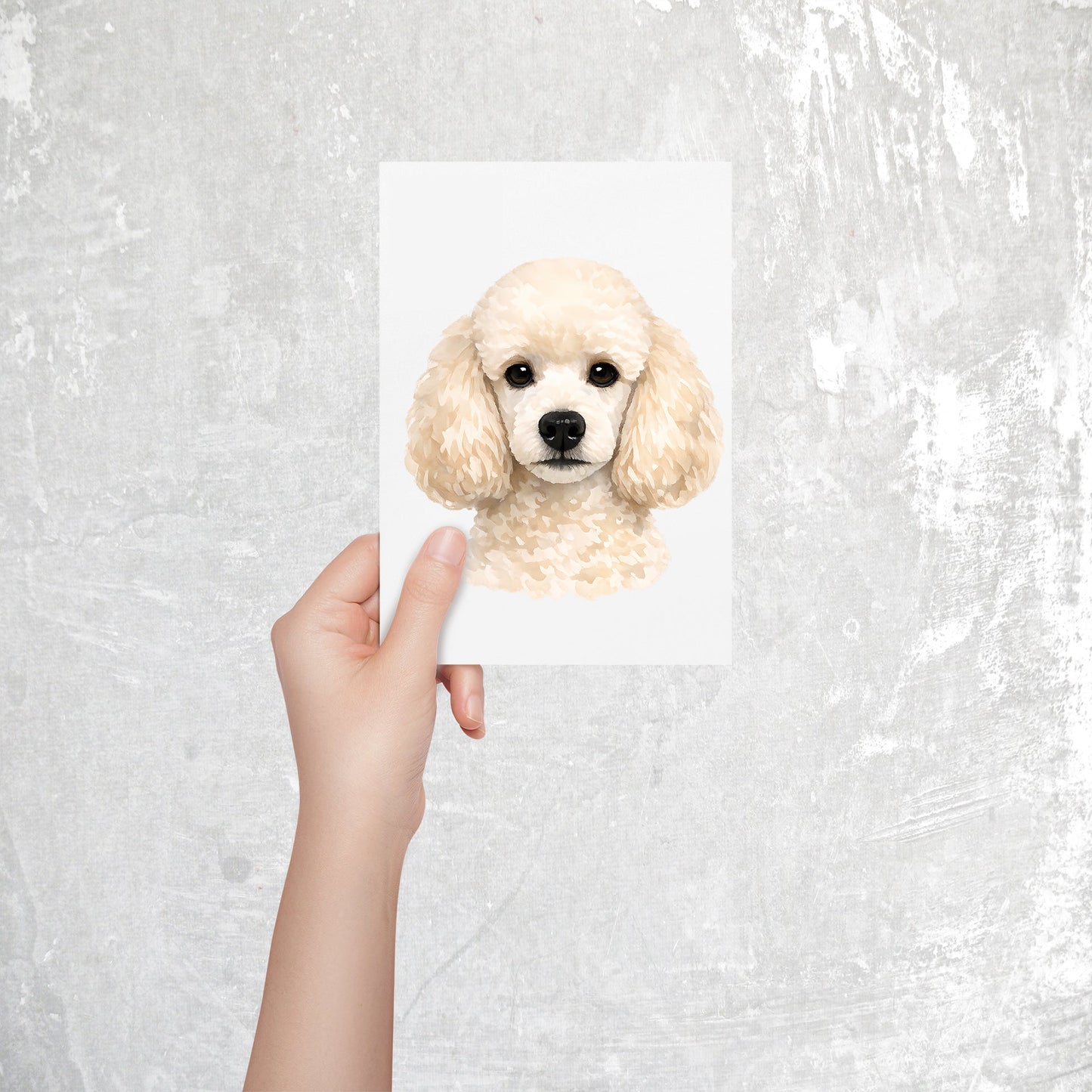 Poodle Watercolor Print Dog Notecard | 4x6 Blank Inside | Cute Pet Lover Stationery