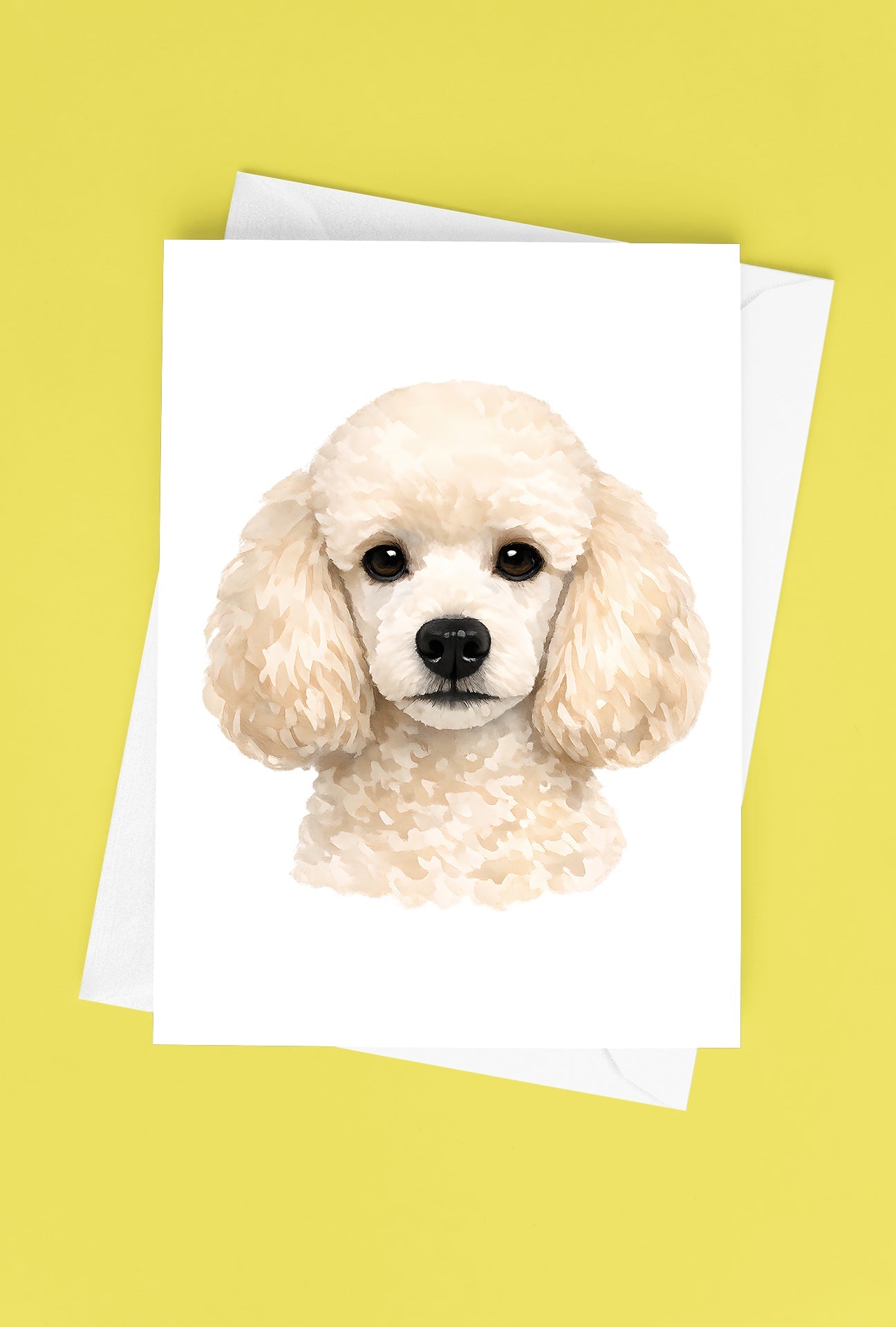 Poodle Watercolor Print Dog Notecard | 4x6 Blank Inside | Cute Pet Lover Stationery