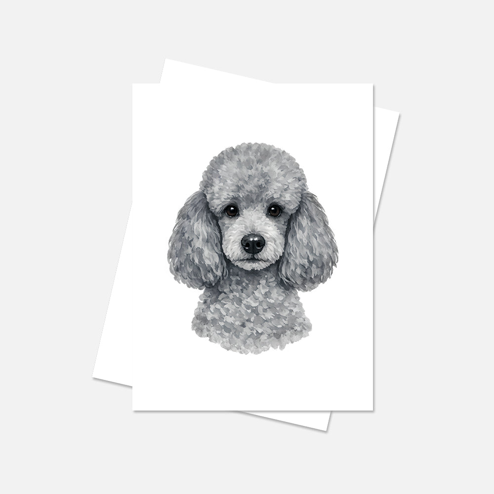 Poodle Watercolor Print Dog Notecard | 4x6 Blank Inside | Cute Pet Lover Stationery