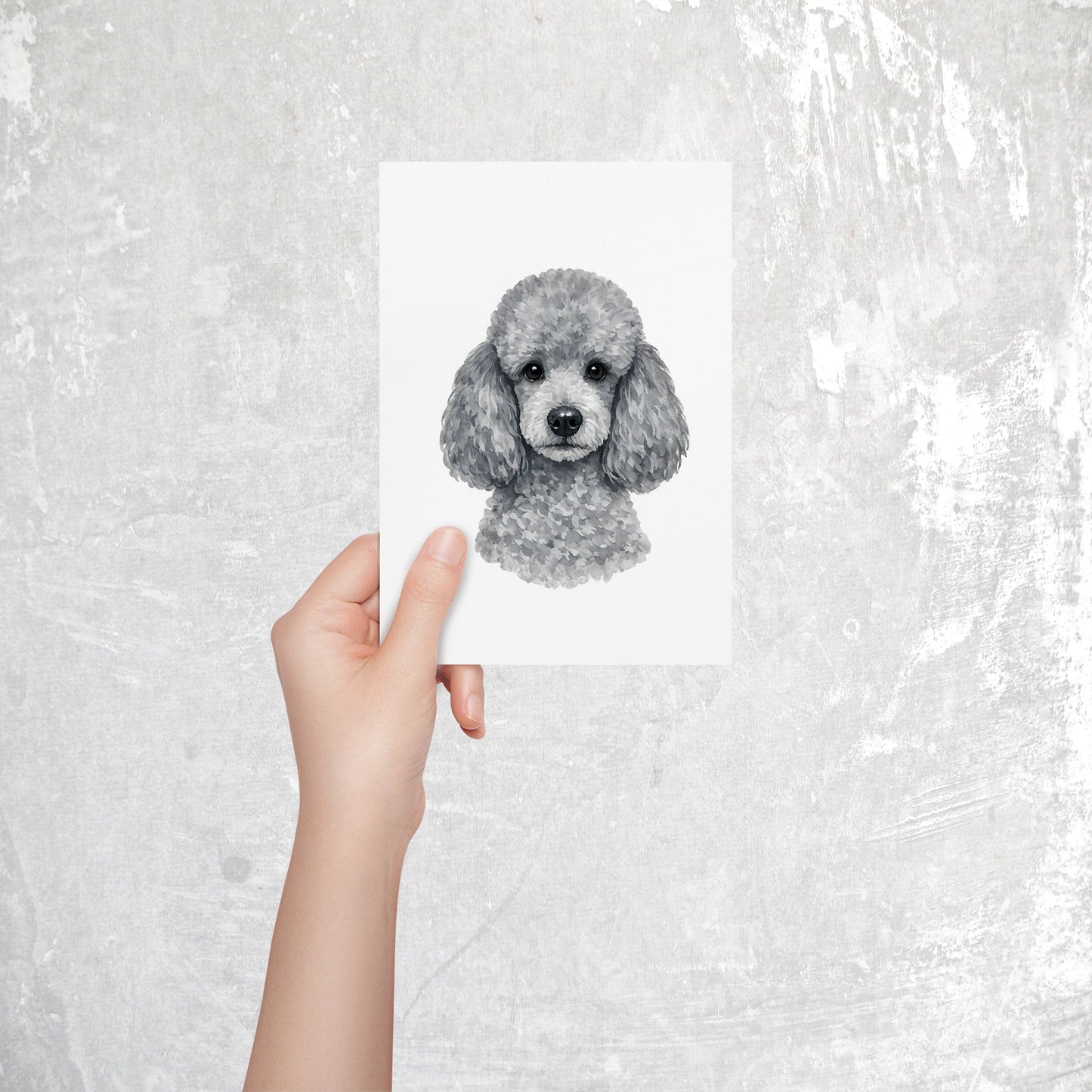 Poodle Watercolor Print Dog Notecard | 4x6 Blank Inside | Cute Pet Lover Stationery