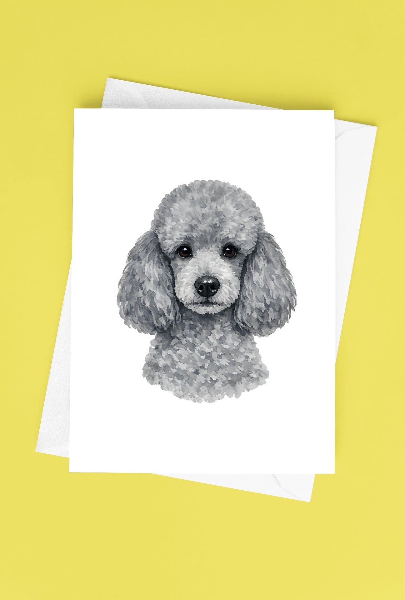Poodle Watercolor Print Dog Notecard | 4x6 Blank Inside | Cute Pet Lover Stationery