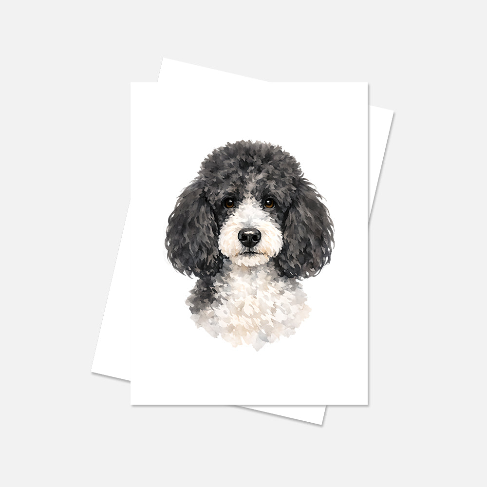 Poodle Watercolor Print Dog Notecard | 4x6 Blank Inside | Cute Pet Lover Stationery