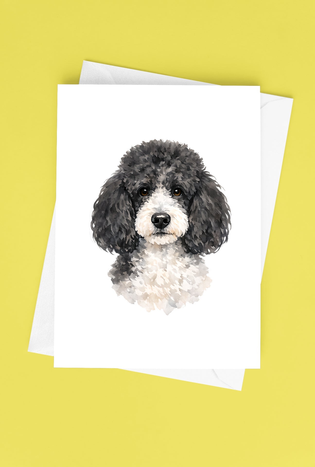 Poodle Watercolor Print Dog Notecard | 4x6 Blank Inside | Cute Pet Lover Stationery