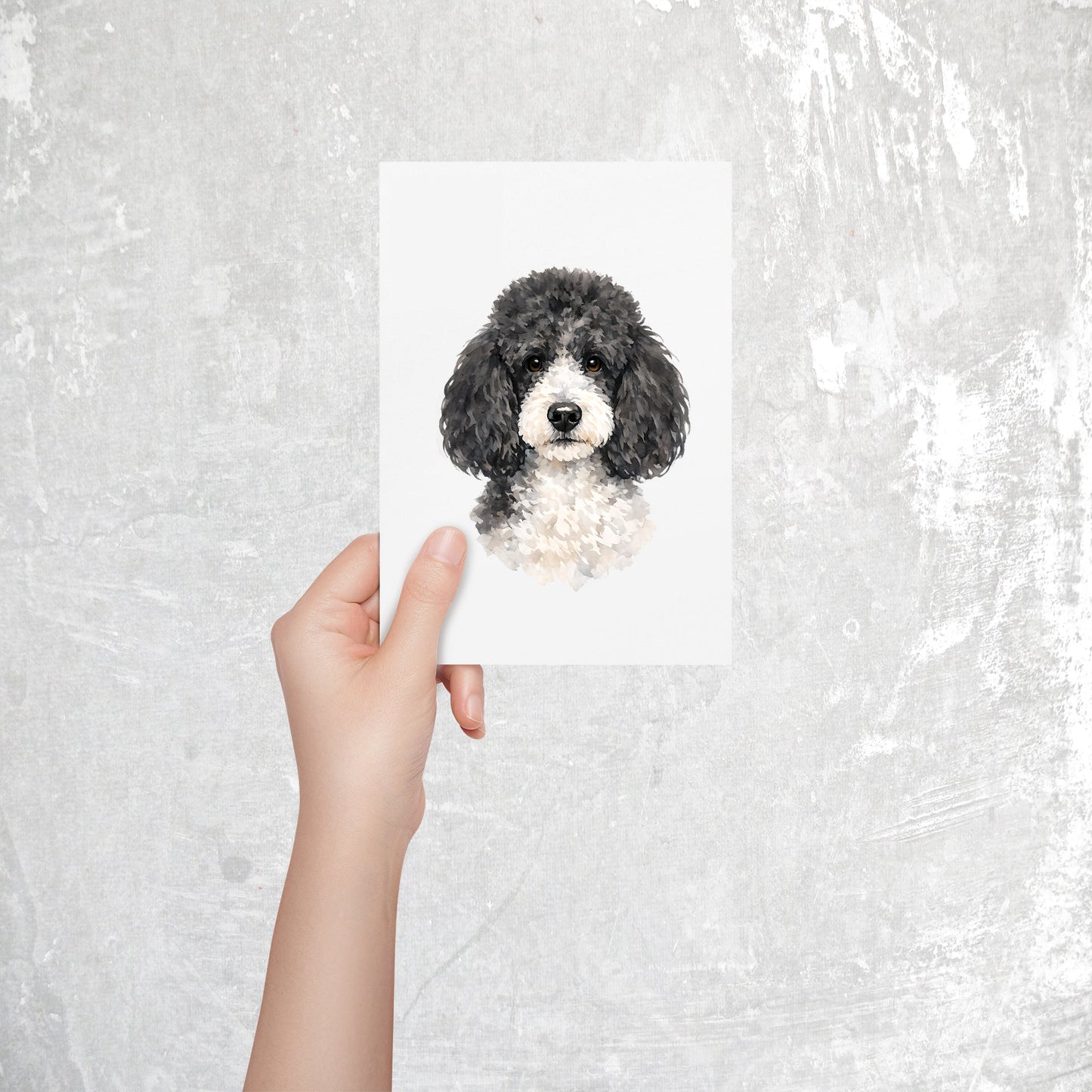 Poodle Watercolor Print Dog Notecard | 4x6 Blank Inside | Cute Pet Lover Stationery