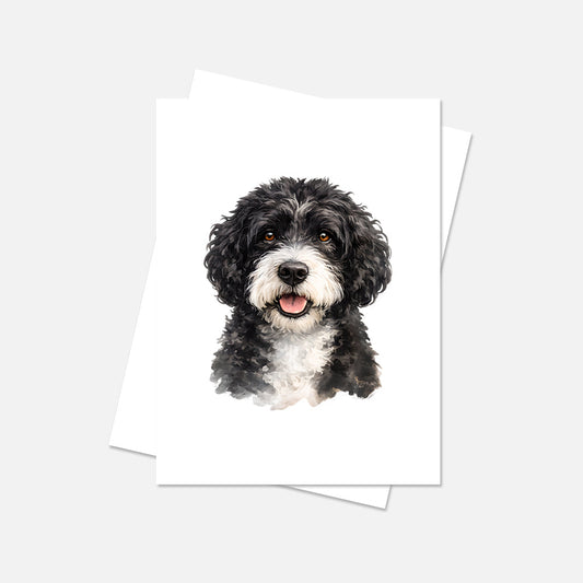 Portuguese Waterdog Watercolor Print Dog Notecard | 4x6 Blank Inside | Cute Pet Lover Stationery