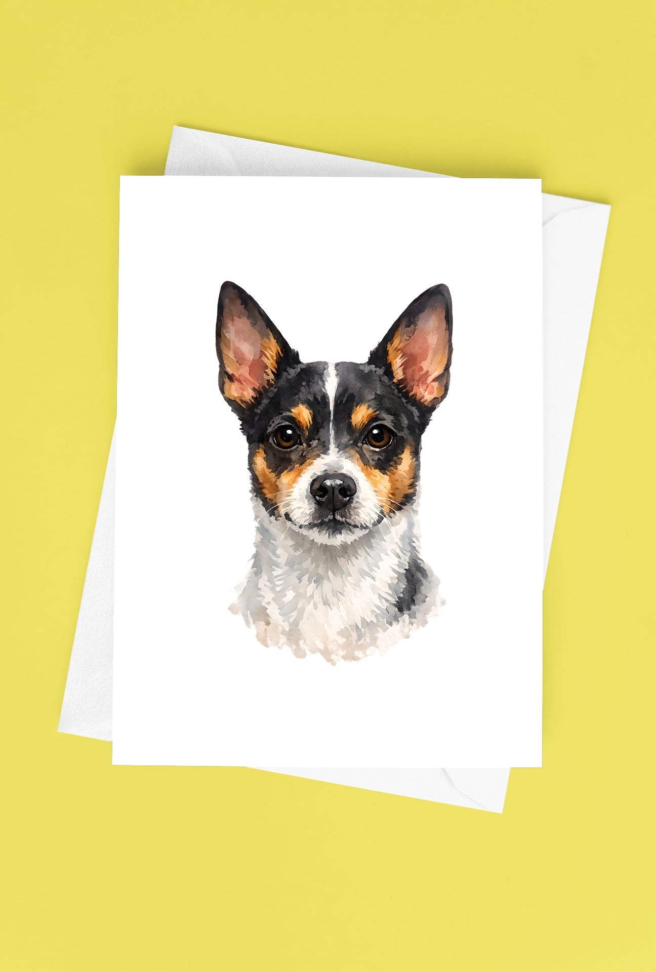 Rat Terrier Watercolor Print Dog Notecard | 4x6 Blank Inside | Cute Pet Lover Stationery