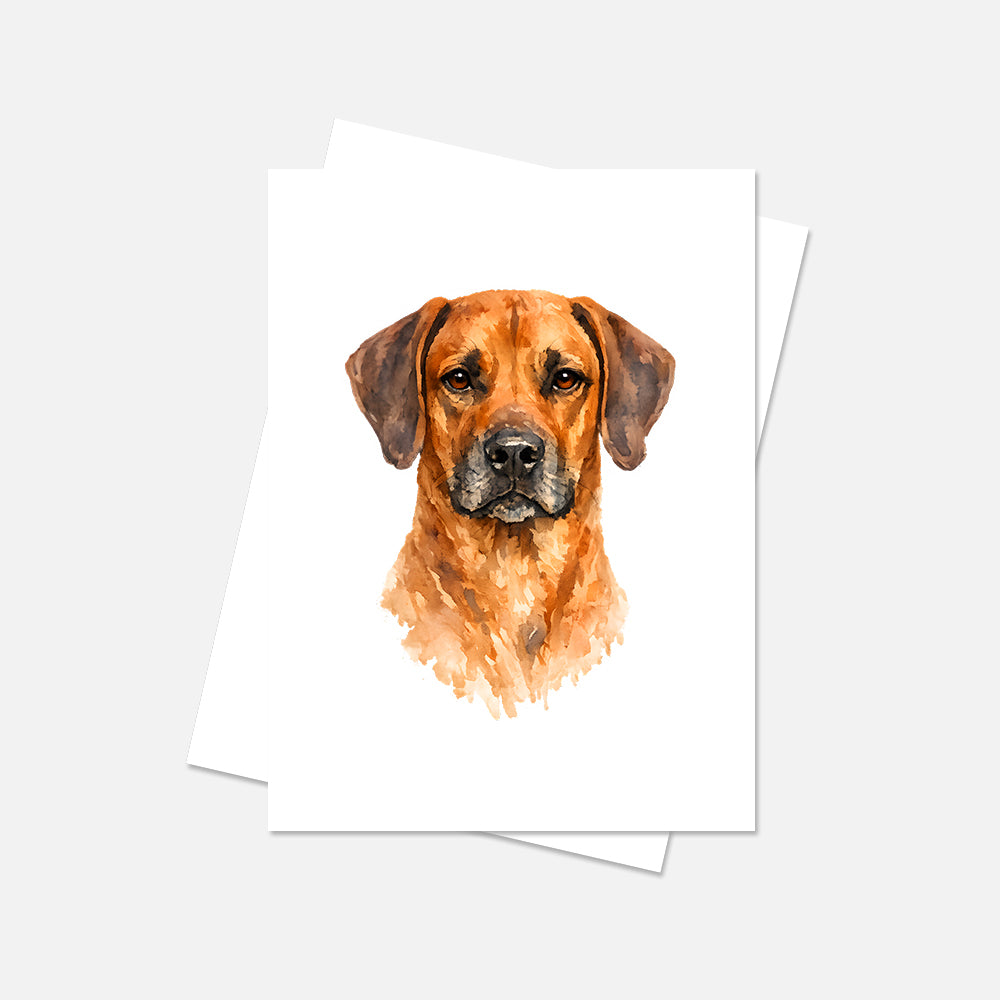 Rhodesian Ridgeback Watercolor Print Dog Notecard | 4x6 Blank Inside | Cute Pet Lover Stationery