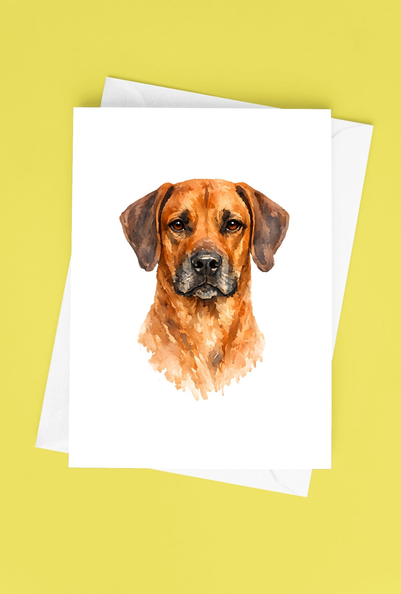 Rhodesian Ridgeback Watercolor Print Dog Notecard | 4x6 Blank Inside | Cute Pet Lover Stationery