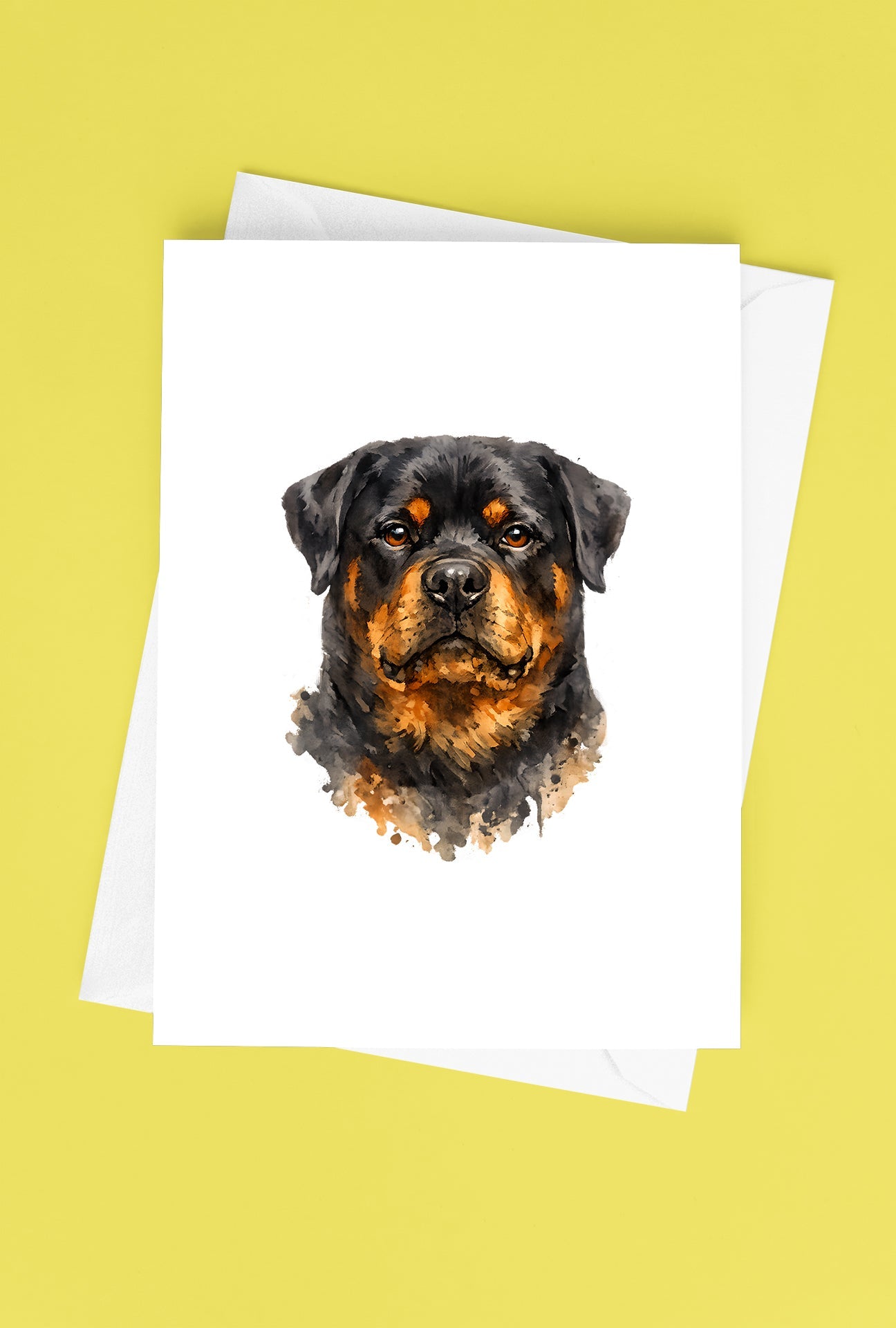 Rottweiler Watercolor Print Dog Notecard | 4x6 Blank Inside | Cute Pet Lover Stationery