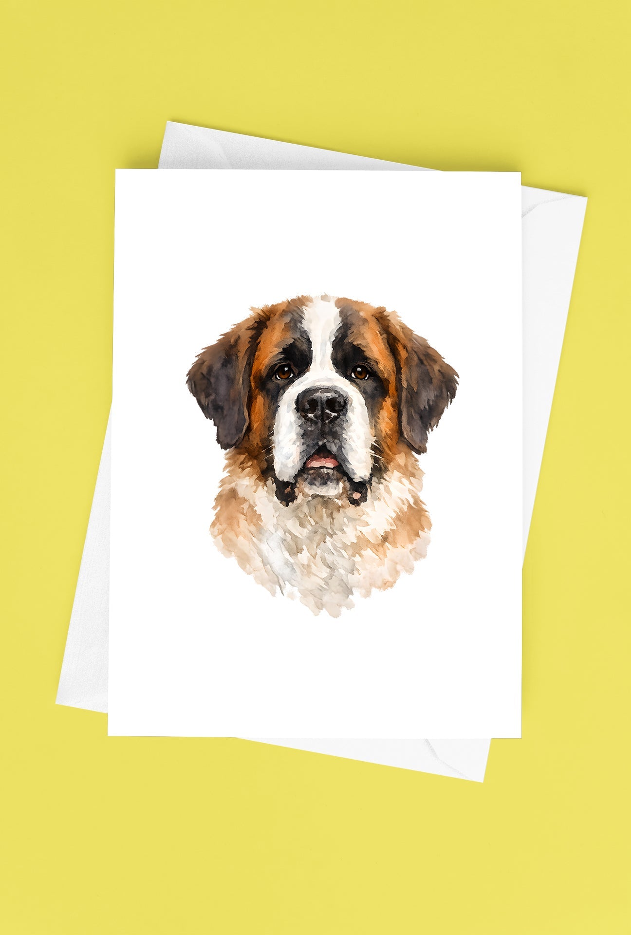 Saint Bernard Watercolor Print Dog Notecard | 4x6 Blank Inside | Cute Pet Lover Stationery