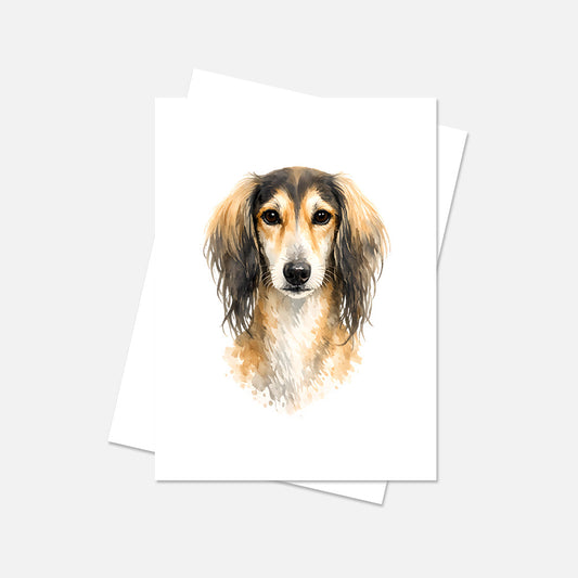 Saluki Watercolor Print Dog Notecard | 4x6 Blank Inside | Cute Pet Lover Stationery