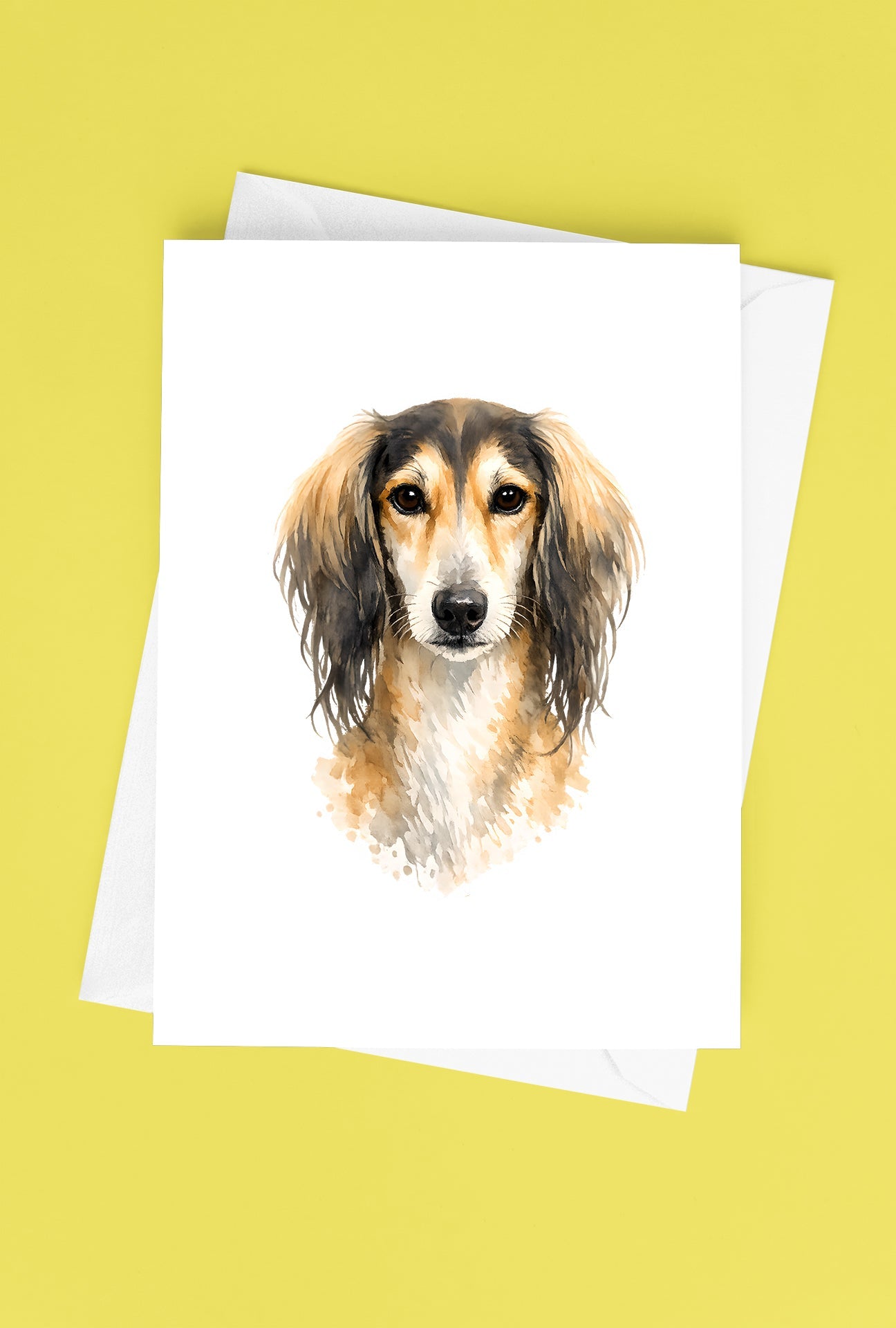 Saluki Watercolor Print Dog Notecard | 4x6 Blank Inside | Cute Pet Lover Stationery