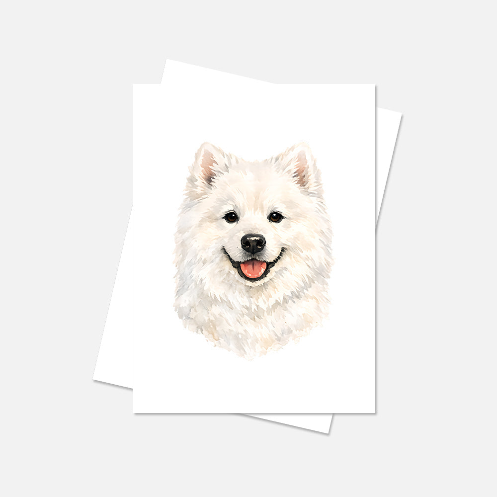 Samoyed Watercolor Print Dog Notecard | 4x6 Blank Inside | Cute Pet Lover Stationery