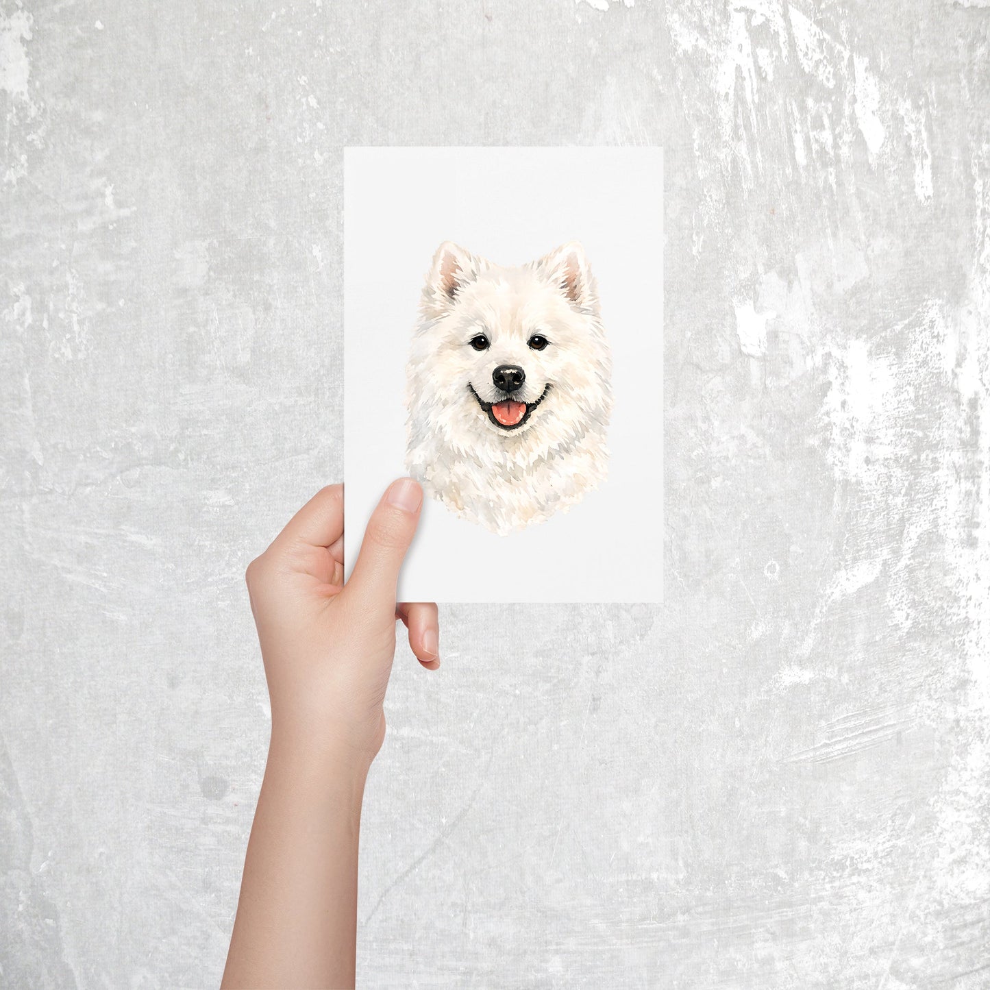 Samoyed Watercolor Print Dog Notecard | 4x6 Blank Inside | Cute Pet Lover Stationery