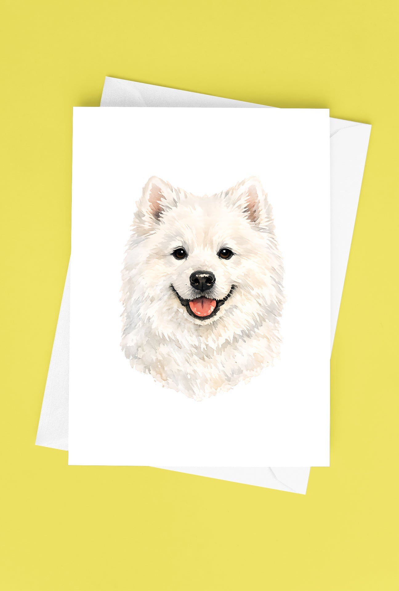 Samoyed Watercolor Print Dog Notecard | 4x6 Blank Inside | Cute Pet Lover Stationery