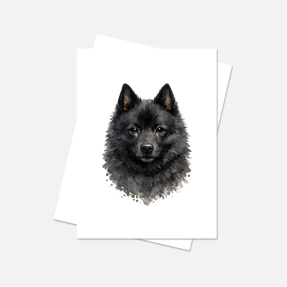Schipperke Watercolor Print Dog Notecard | 4x6 Blank Inside | Cute Pet Lover Stationery