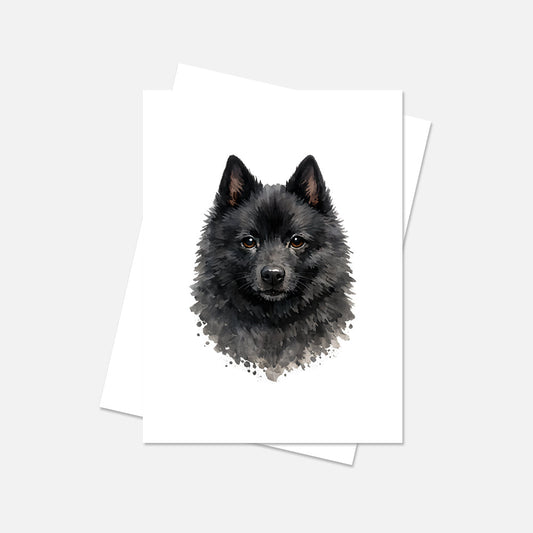 Schipperke Watercolor Print Dog Notecard | 4x6 Blank Inside | Cute Pet Lover Stationery