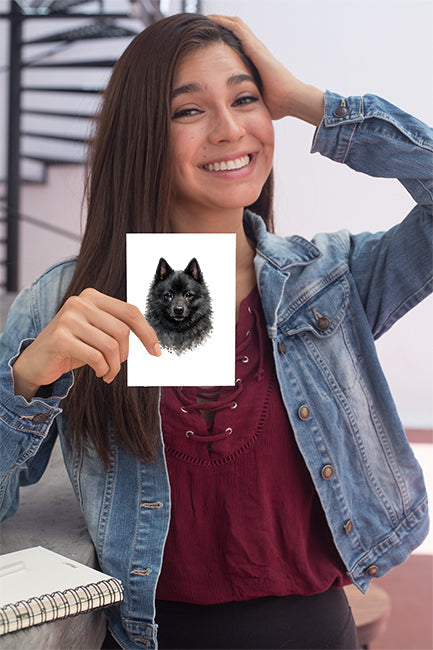 Schipperke Watercolor Print Dog Notecard | 4x6 Blank Inside | Cute Pet Lover Stationery