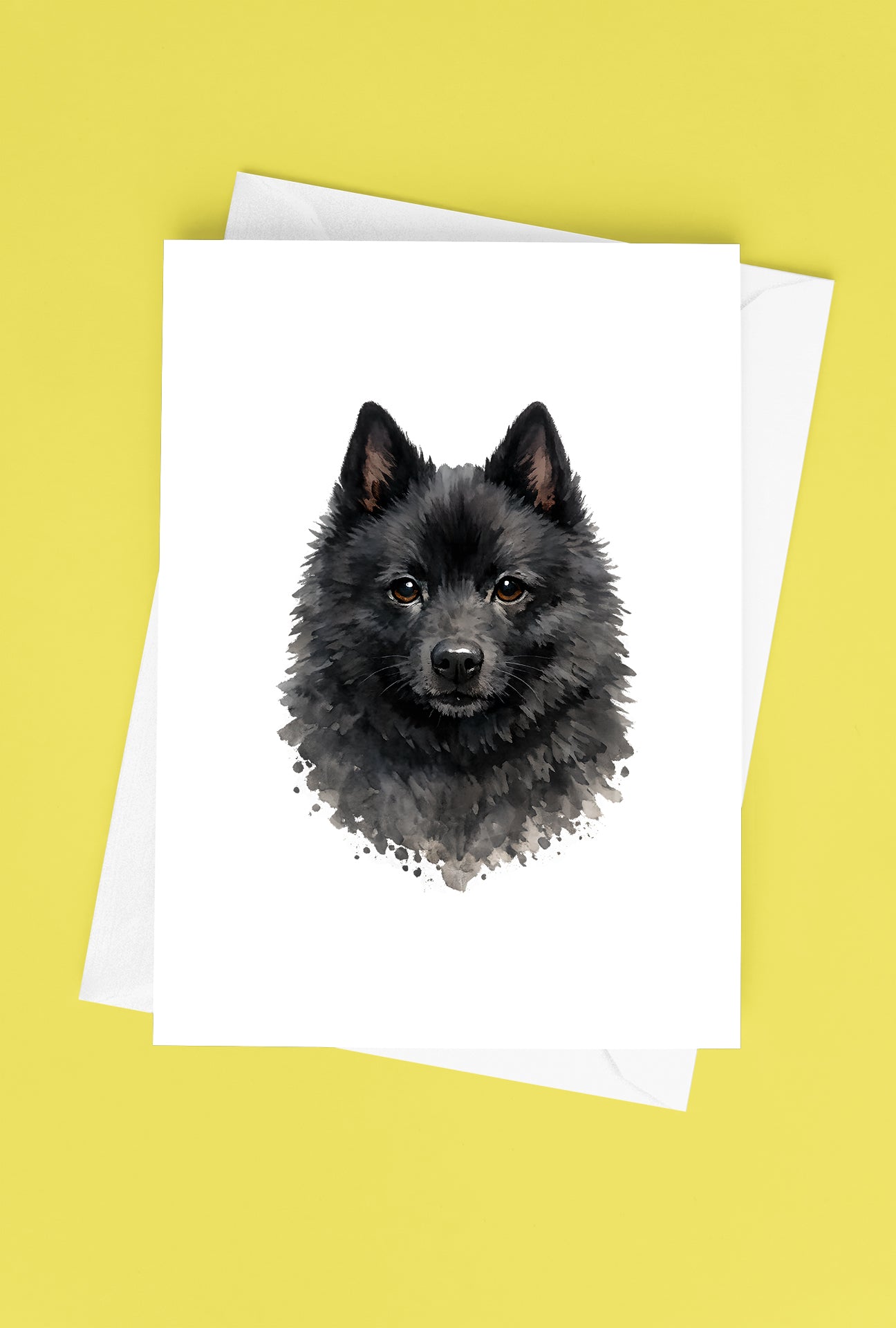 Schipperke Watercolor Print Dog Notecard | 4x6 Blank Inside | Cute Pet Lover Stationery