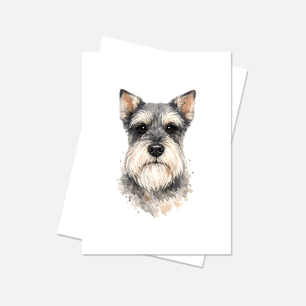 Schnauzer Watercolor Print Dog Notecard | 4x6 Blank Inside | Cute Pet Lover Stationery