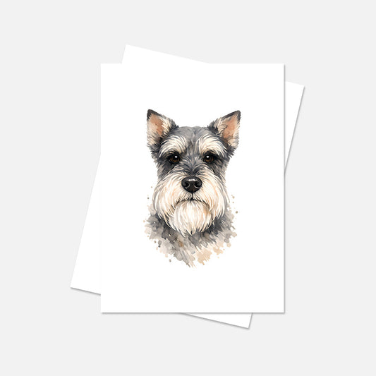 Schnauzer Watercolor Print Dog Notecard | 4x6 Blank Inside | Cute Pet Lover Stationery