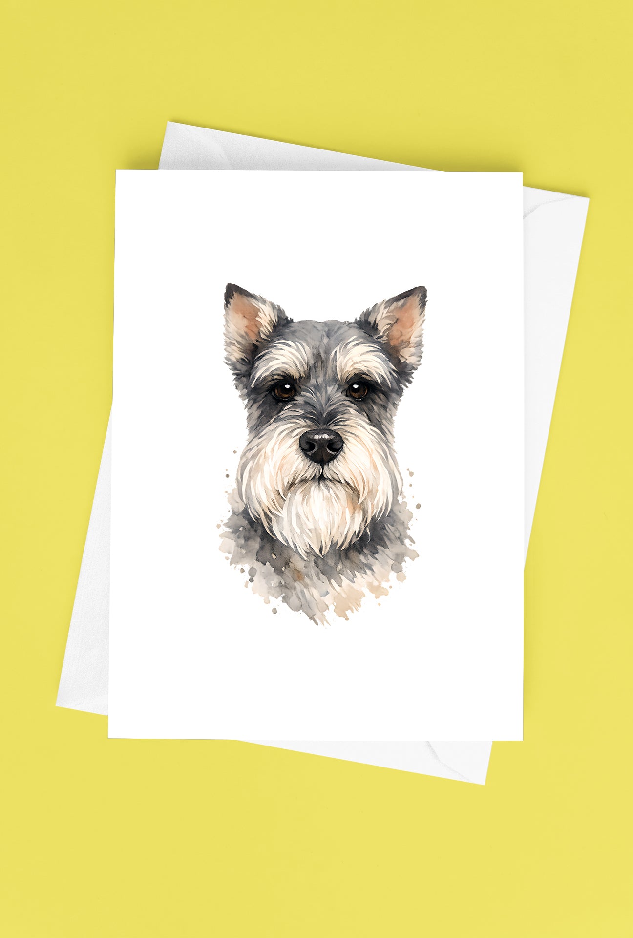 Schnauzer Watercolor Print Dog Notecard | 4x6 Blank Inside | Cute Pet Lover Stationery
