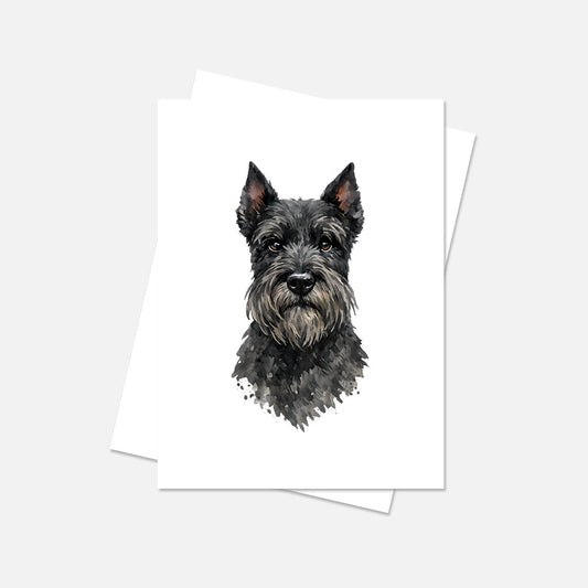 Schnauzer Watercolor Print Dog Notecard | 4x6 Blank Inside | Cute Pet Lover Stationery