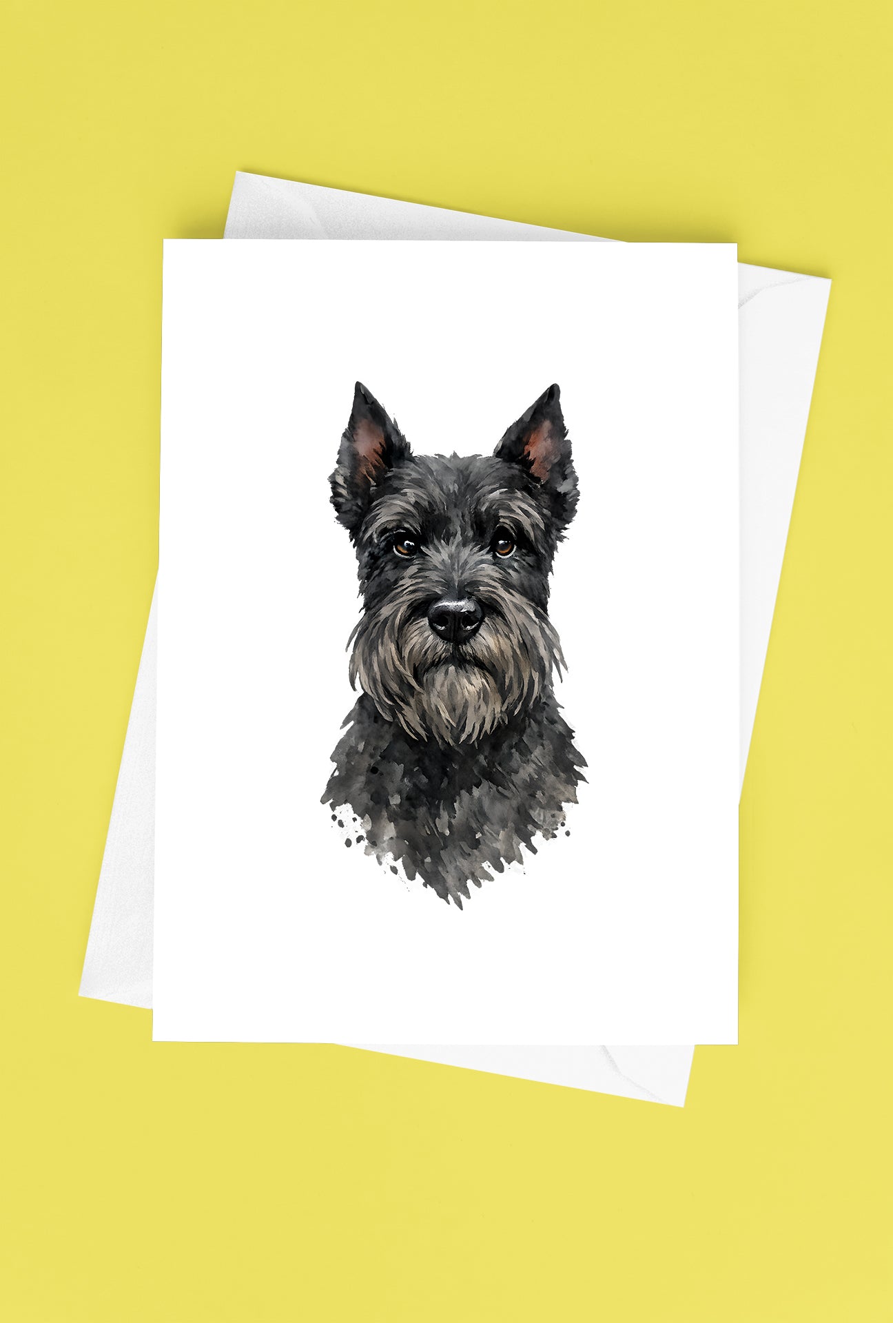 Schnauzer Watercolor Print Dog Notecard | 4x6 Blank Inside | Cute Pet Lover Stationery