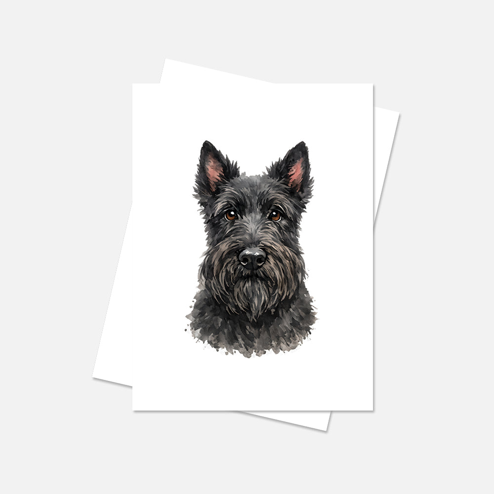 Scottish Terrier Watercolor Print Dog Notecard | 4x6 Blank Inside | Cute Pet Lover Stationery
