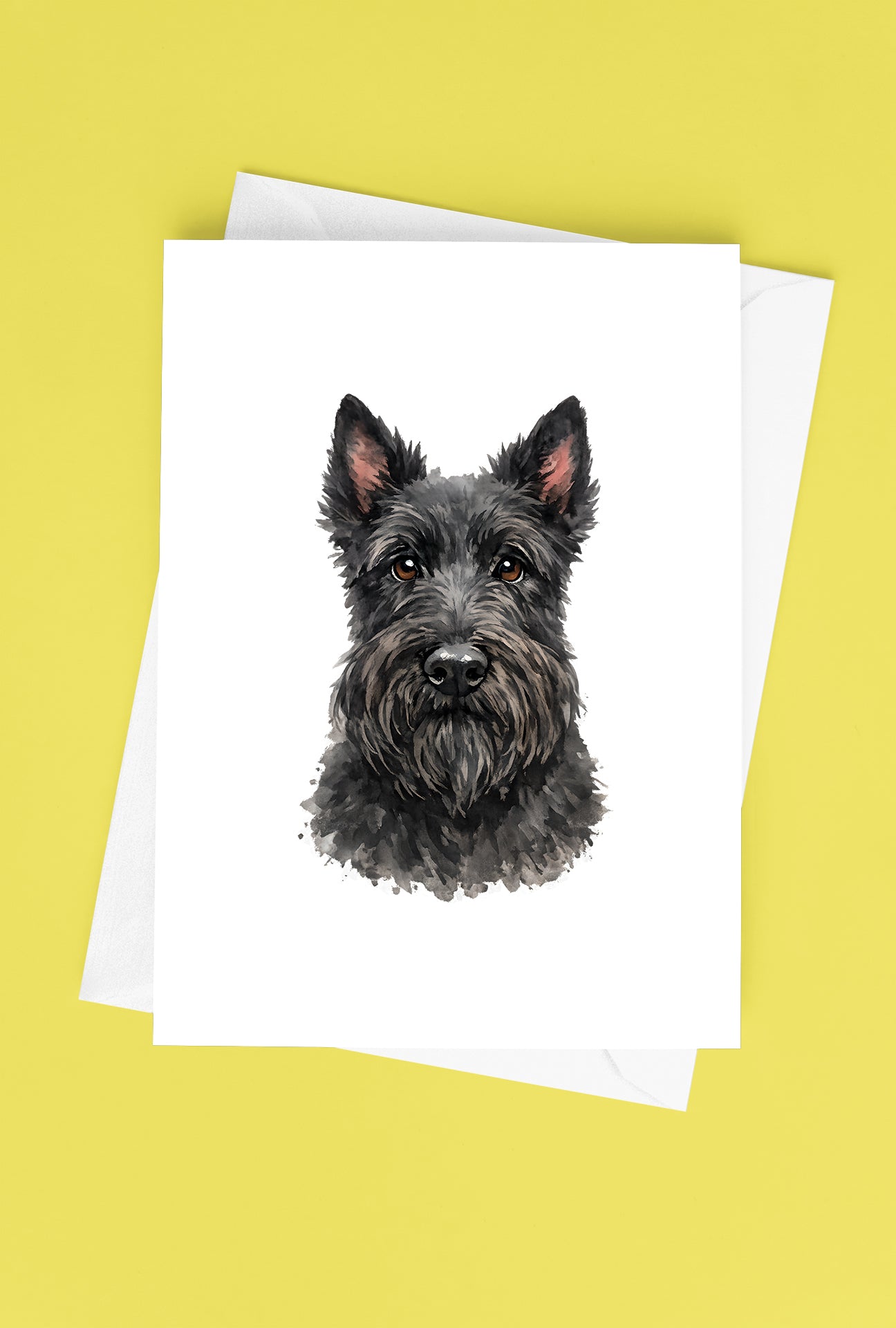 Scottish Terrier Watercolor Print Dog Notecard | 4x6 Blank Inside | Cute Pet Lover Stationery