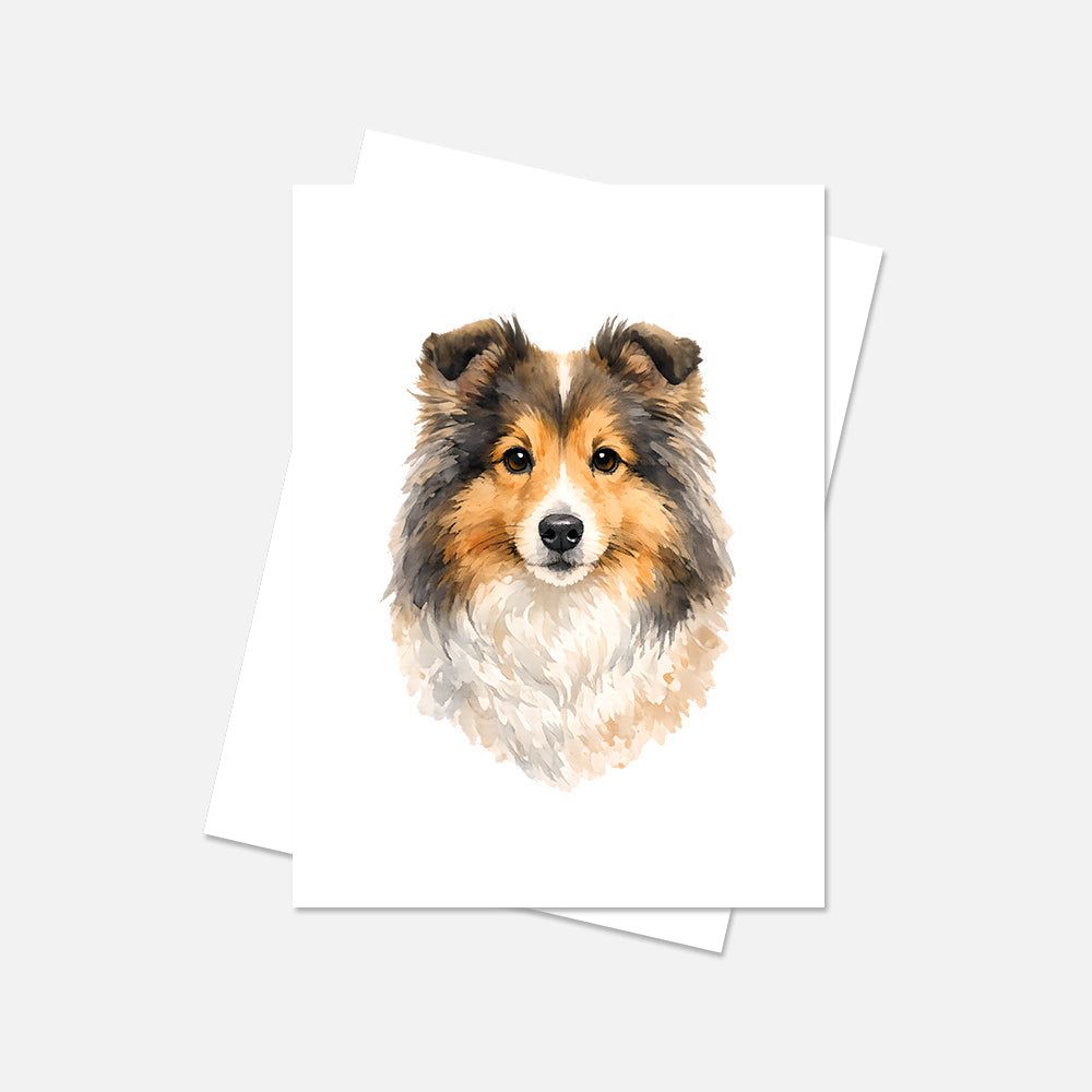 Shetland Sheepdog Watercolor Print Dog Notecard | 4x6 Blank Inside | Cute Pet Lover Stationery